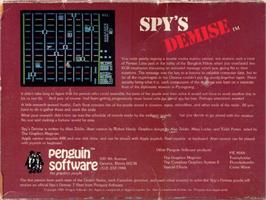 Box back cover for Spy's Demise on the Atari 8-bit.