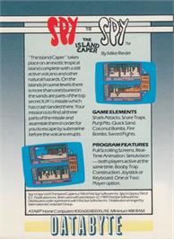 Box back cover for Spy vs. Spy II: The Island Caper on the Atari 8-bit.