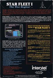 Box back cover for Star Fleet I: The War Begins on the Atari 8-bit.