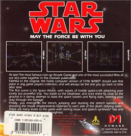 Box back cover for Star Wars on the Atari 8-bit.