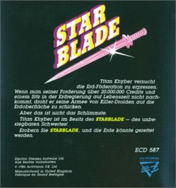 Box back cover for Starblade on the Atari 8-bit.