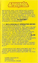 Box back cover for Starquake on the Atari 8-bit.