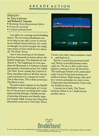 Box back cover for Stealth on the Atari 8-bit.