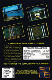 Box back cover for Stock Market - The Game on the Atari 8-bit.