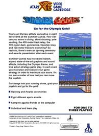 Box back cover for Summer Games on the Atari 8-bit.