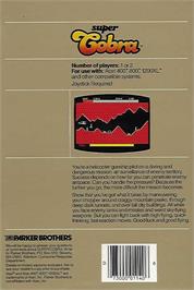 Box back cover for Super Cobra on the Atari 8-bit.