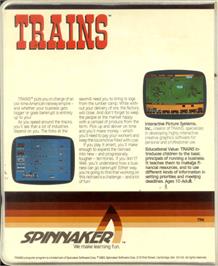 Box back cover for Trains on the Atari 8-bit.