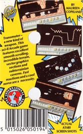 Box back cover for Transmuter on the Atari 8-bit.