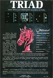 Box back cover for Triad on the Atari 8-bit.