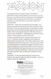 Box back cover for Zaxxon on the Atari 8-bit.