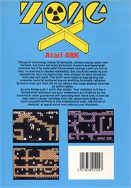 Box back cover for Zone X on the Atari 8-bit.