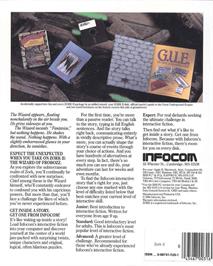 Box back cover for Zork II: The Wizard of Frobozz on the Atari 8-bit.