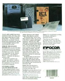 Box back cover for Zork III: The Dungeon Master on the Atari 8-bit.