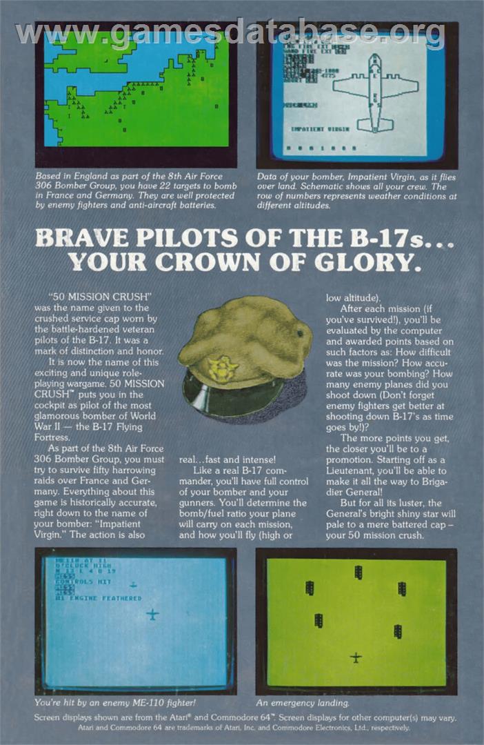 50 Mission Crush - Atari 8-bit - Artwork - Box Back