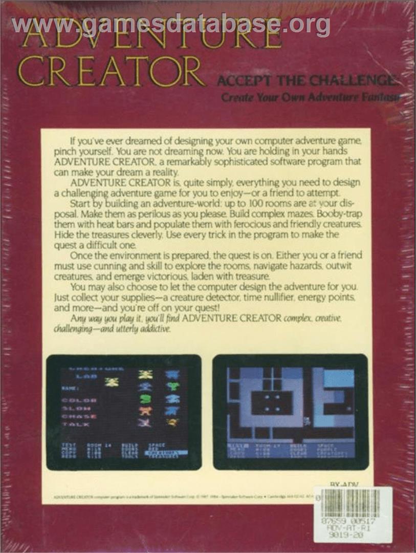 Adventure Creator - Atari 8-bit - Artwork - Box Back