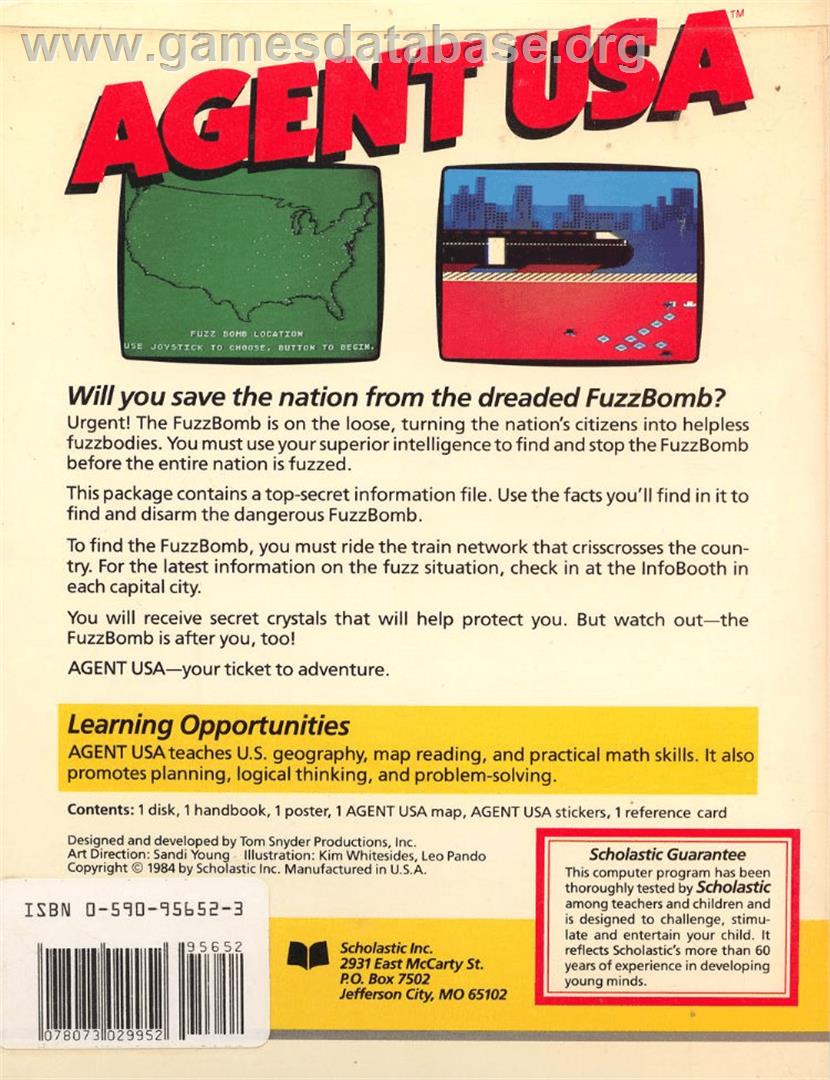 Agent USA - Atari 8-bit - Artwork - Box Back