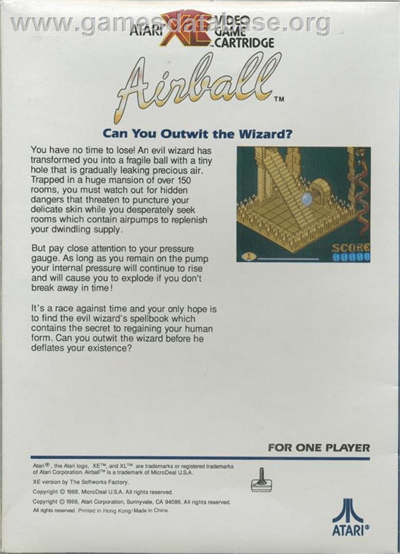 Airball - Atari 8-bit - Artwork - Box Back