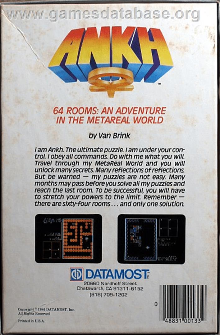 Ankh - Atari 8-bit - Artwork - Box Back