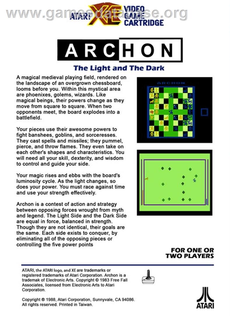 Archon: The Light and the Dark - Atari 8-bit - Artwork - Box Back