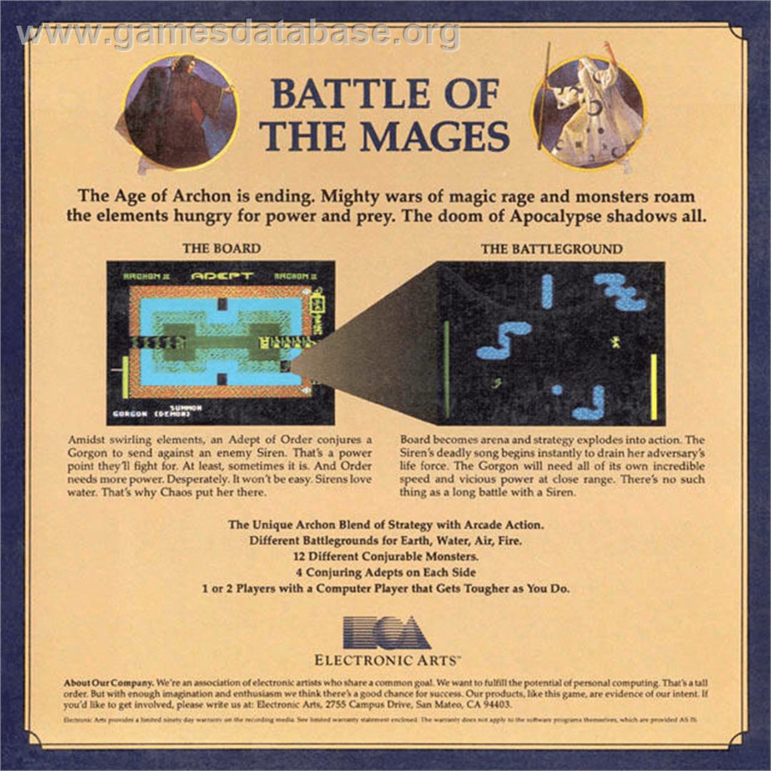 Archon 2: Adept - Atari 8-bit - Artwork - Box Back