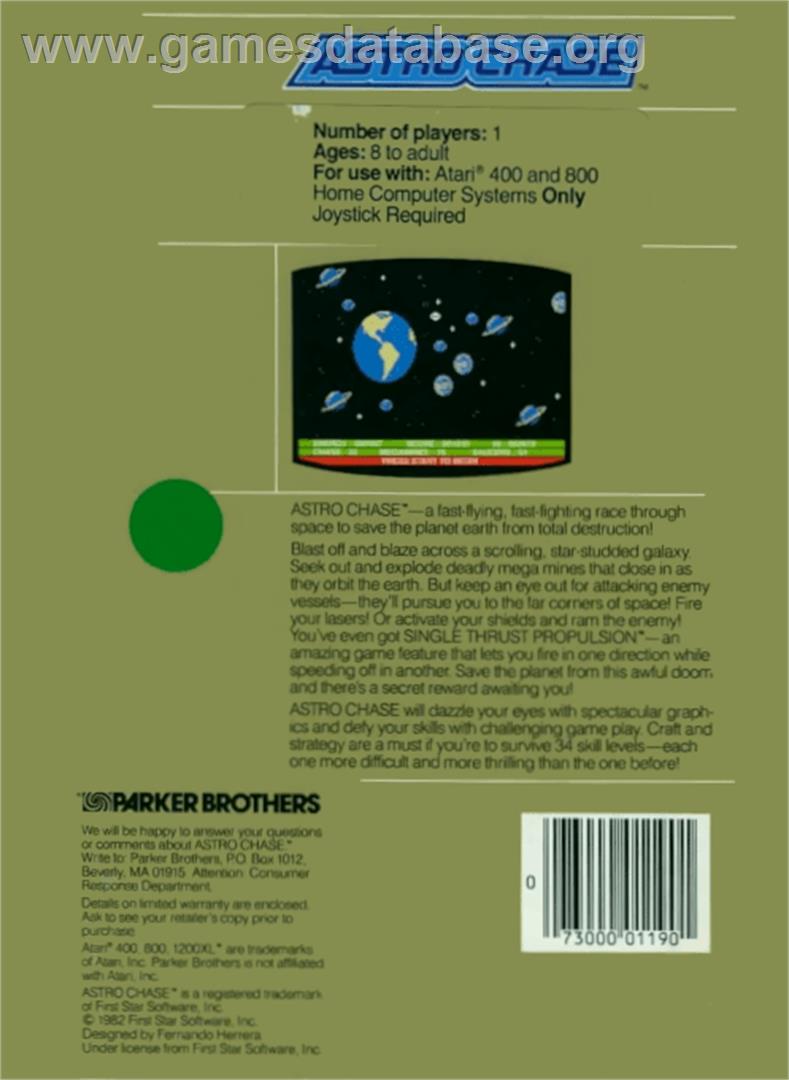 Astro Chase - Atari 8-bit - Artwork - Box Back