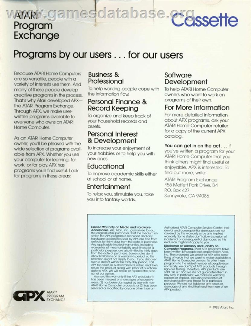 Babel - Atari 8-bit - Artwork - Box Back