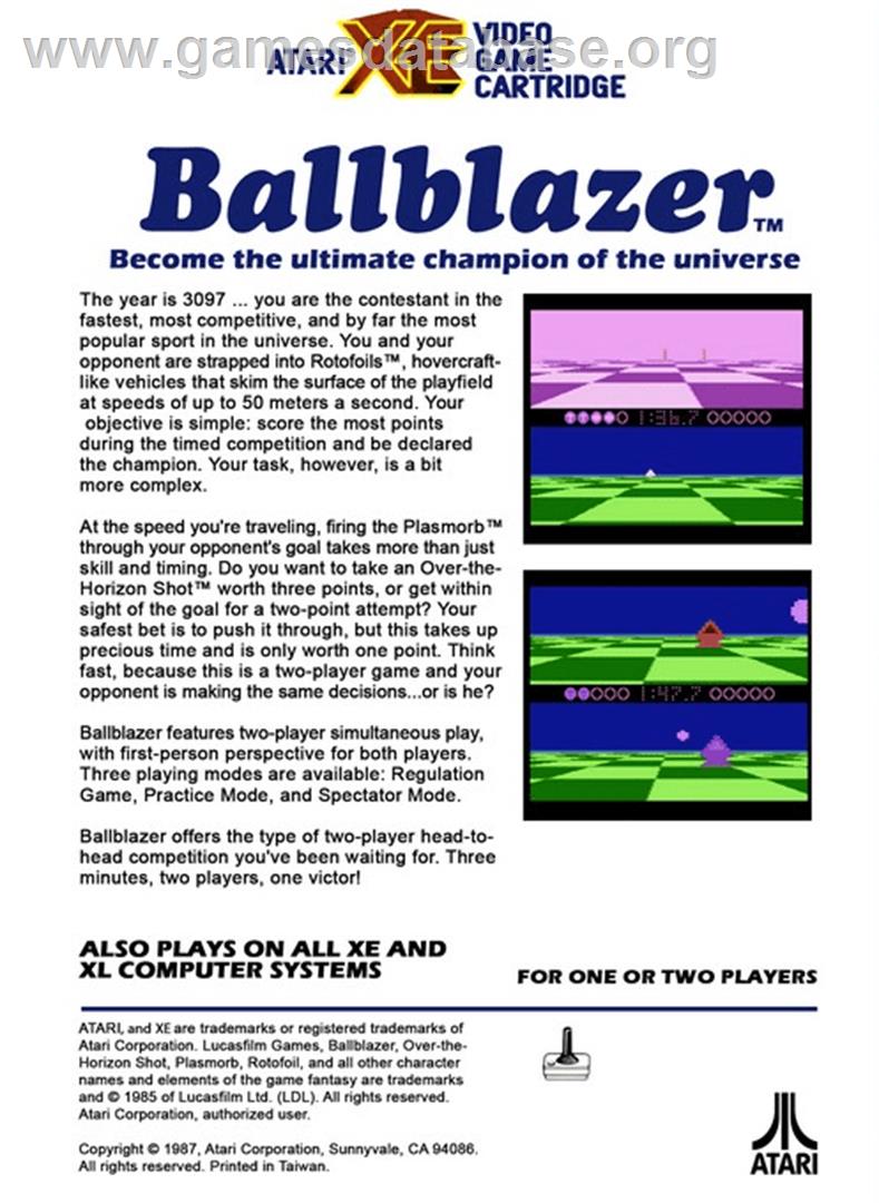 Ballblazer - Atari 8-bit - Artwork - Box Back