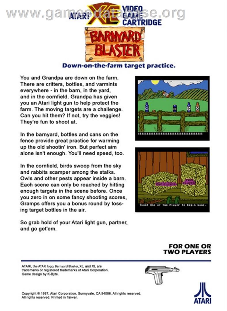 Barnyard Blaster - Atari 8-bit - Artwork - Box Back