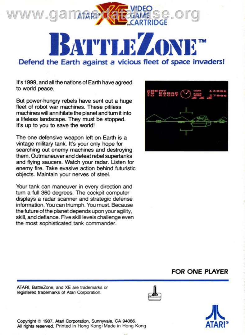 BattleZone - Atari 8-bit - Artwork - Box Back