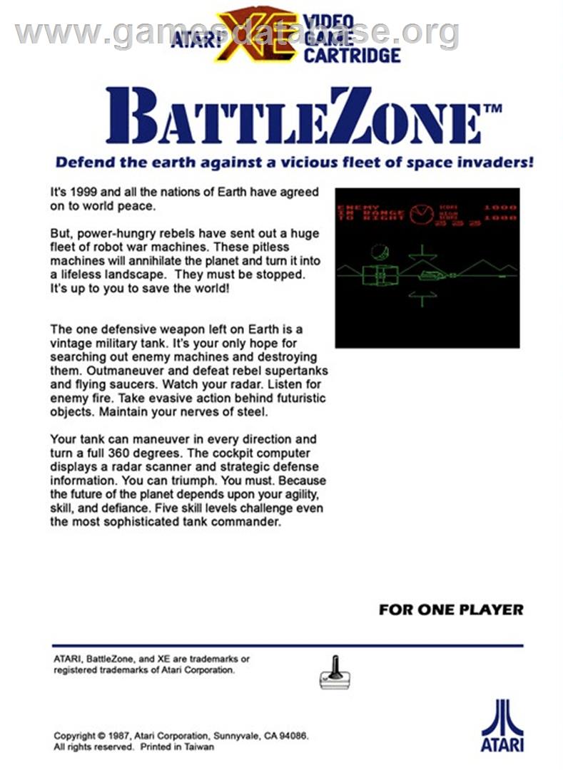 Battle Zone - Atari 8-bit - Artwork - Box Back