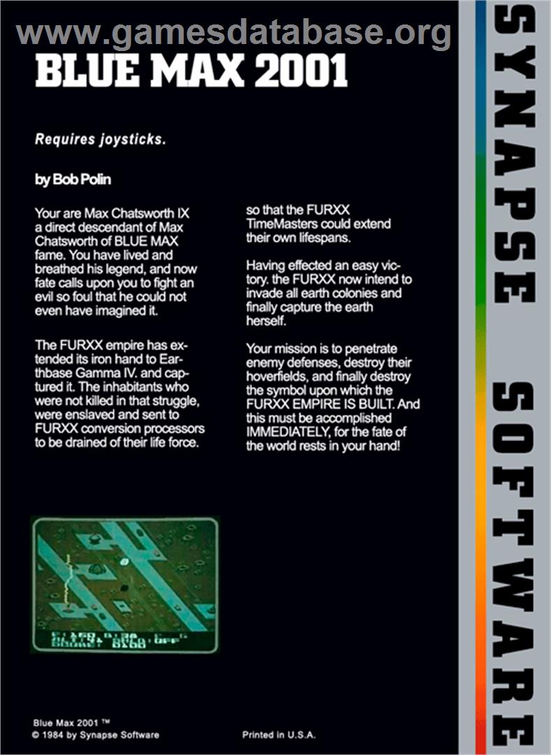 Blue Max 2001 - Atari 8-bit - Artwork - Box Back
