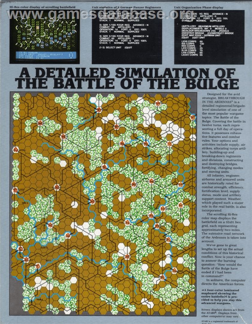 Breakthrough in the Ardennes - Atari 8-bit - Artwork - Box Back