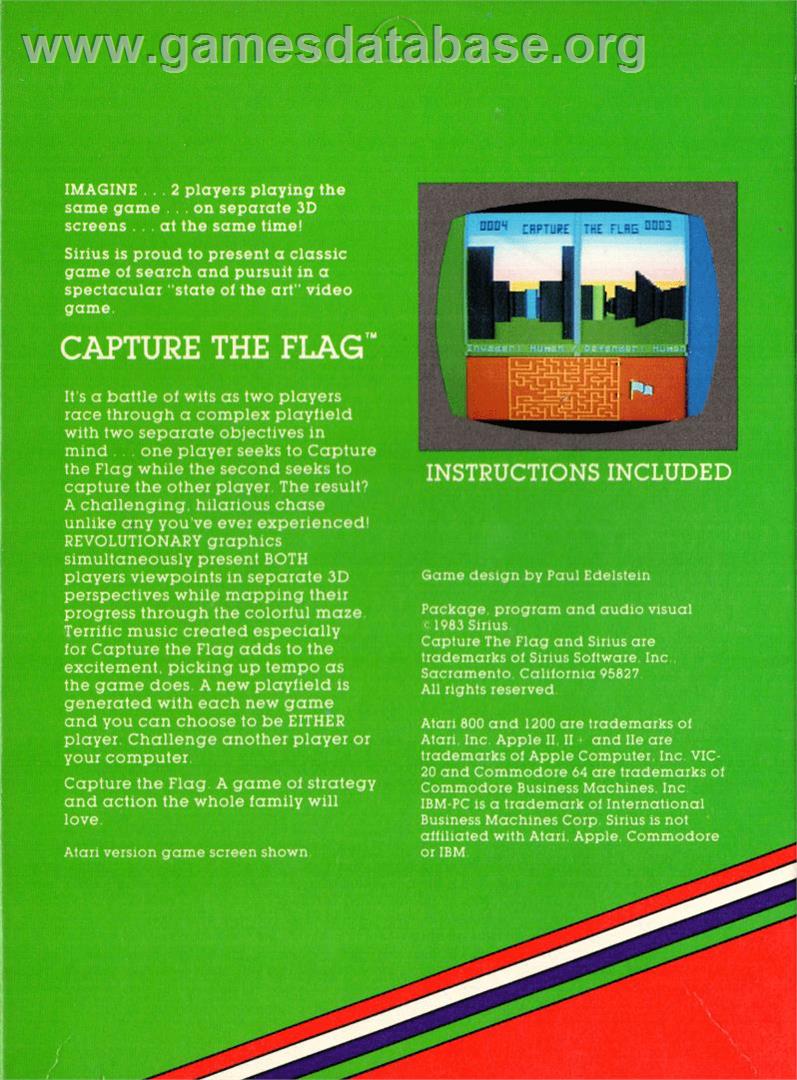 Capture The Flag - Atari 8-bit - Artwork - Box Back