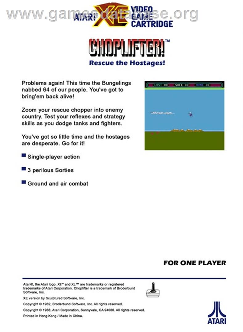 Choplifter - Atari 8-bit - Artwork - Box Back