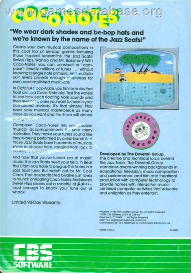 Coco-notes - Atari 8-bit - Artwork - Box Back