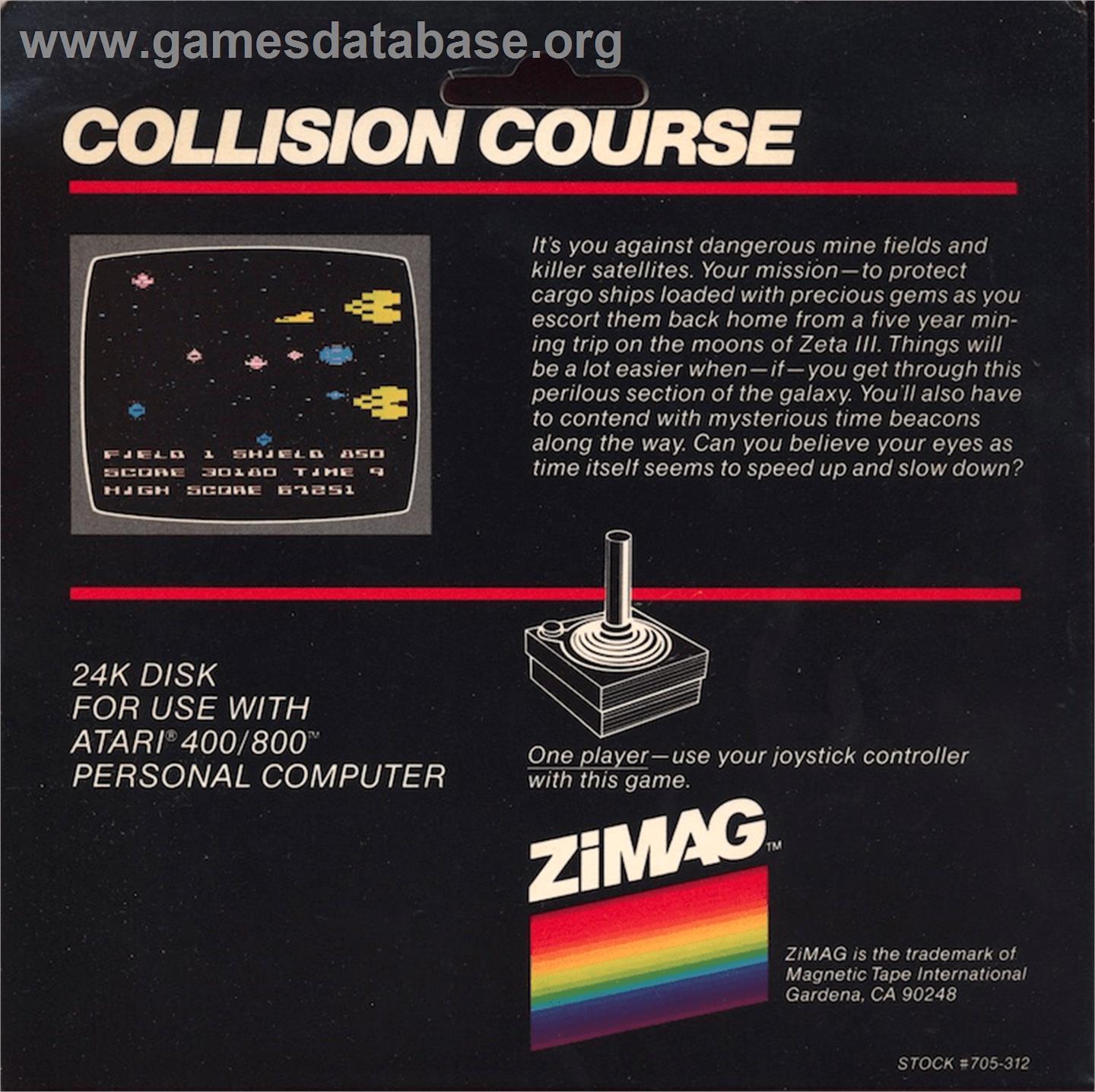 Collision Course - Atari 8-bit - Artwork - Box Back