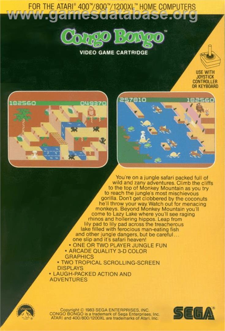 Congo Bongo - Atari 8-bit - Artwork - Box Back