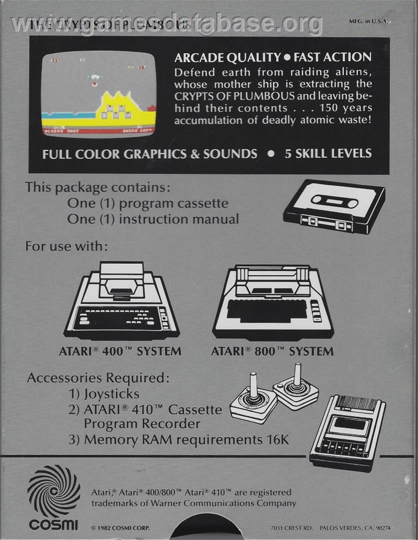 Crypts of Plumbous - Atari 8-bit - Artwork - Box Back