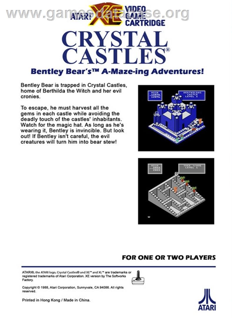 Crystal Castles - Atari 8-bit - Artwork - Box Back