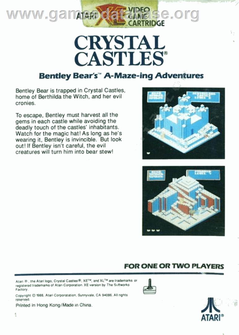 Crystal Castles - Atari 8-bit - Artwork - Box Back