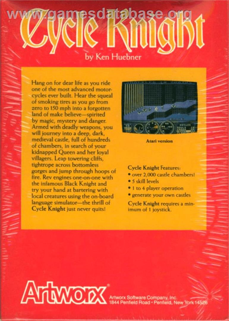 Cycle Knight - Atari 8-bit - Artwork - Box Back