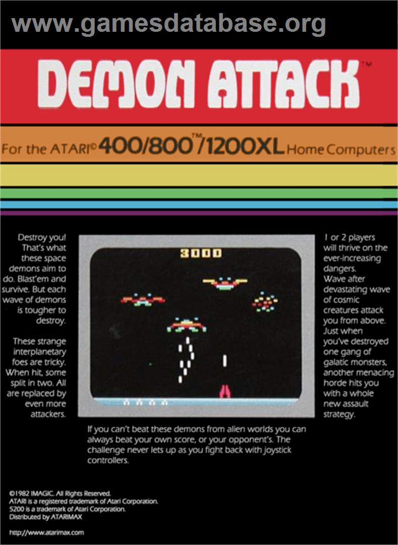 Demon Attack - Atari 8-bit - Artwork - Box Back