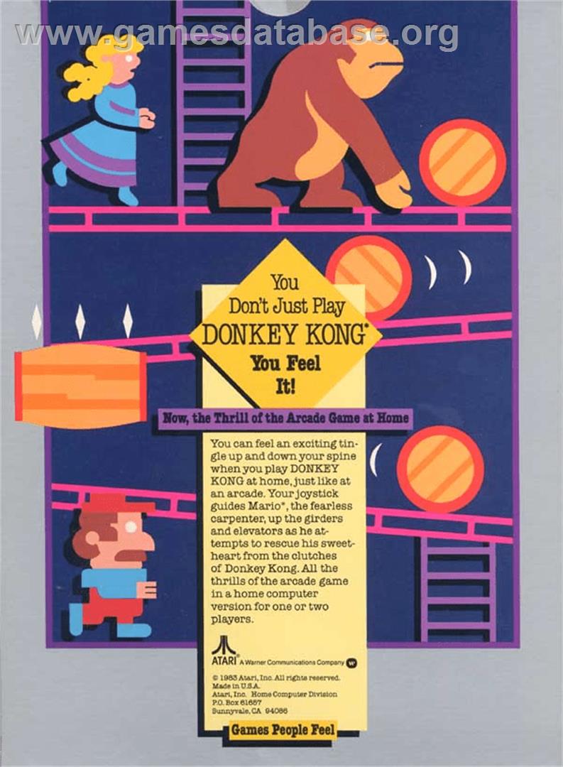 Donkey Kong - Atari 8-bit - Artwork - Box Back