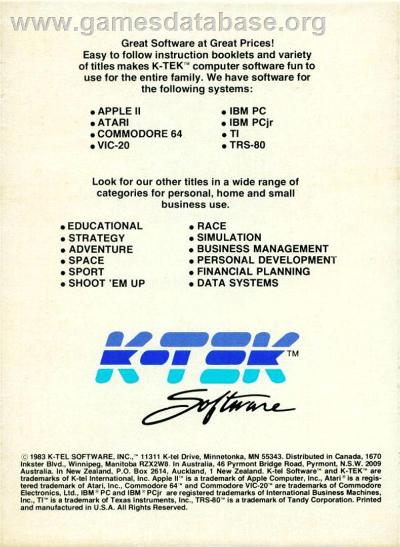 Dragon Defense - Atari 8-bit - Artwork - Box Back