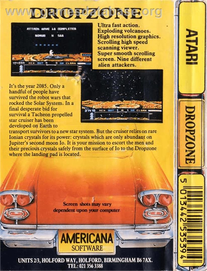 Dropzone - Atari 8-bit - Artwork - Box Back