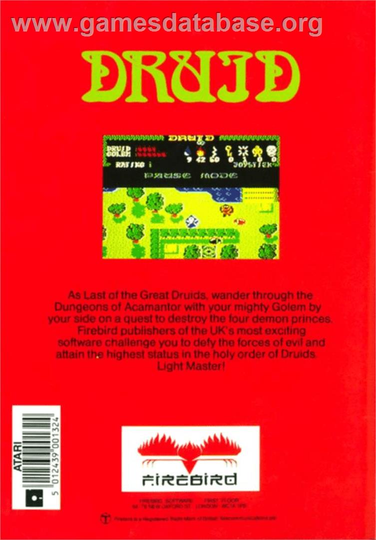 Druid - Atari 8-bit - Artwork - Box Back