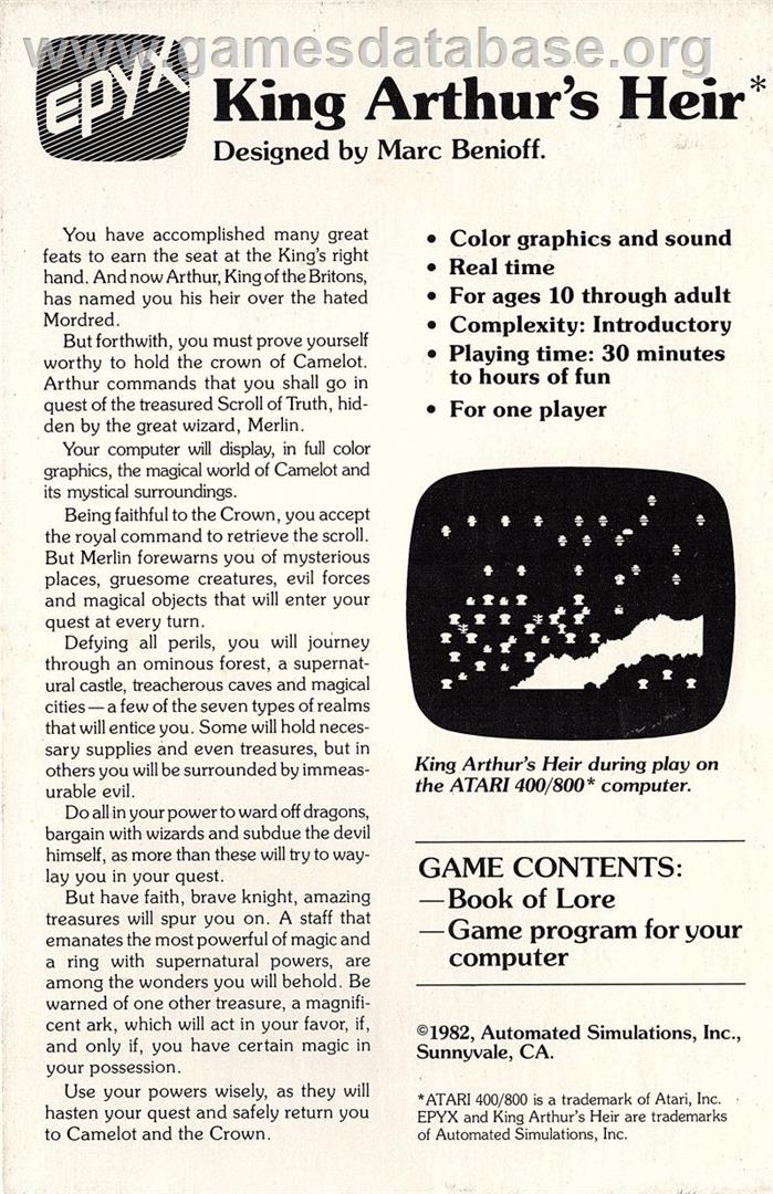Dunjonquest: Morloc's Tower - Atari 8-bit - Artwork - Box Back