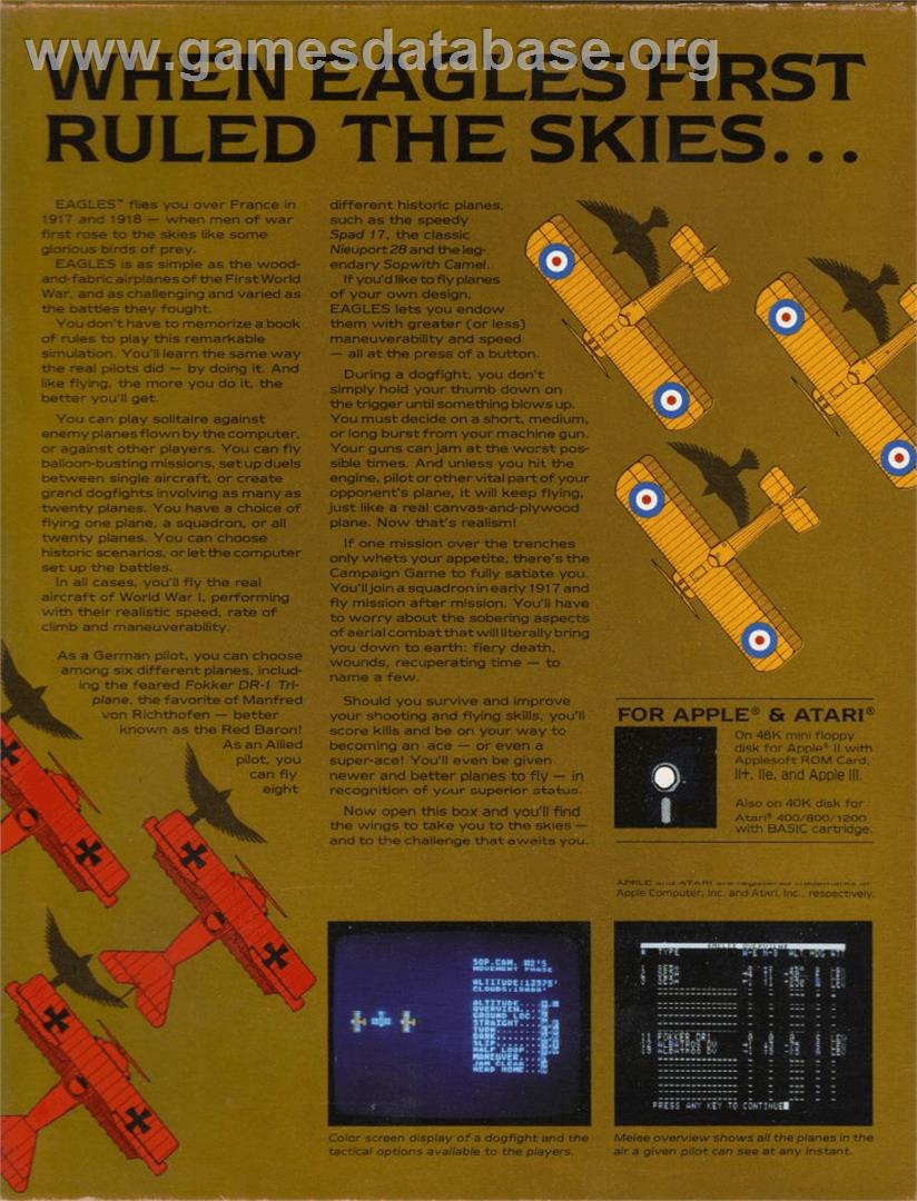 Eagles - Atari 8-bit - Artwork - Box Back
