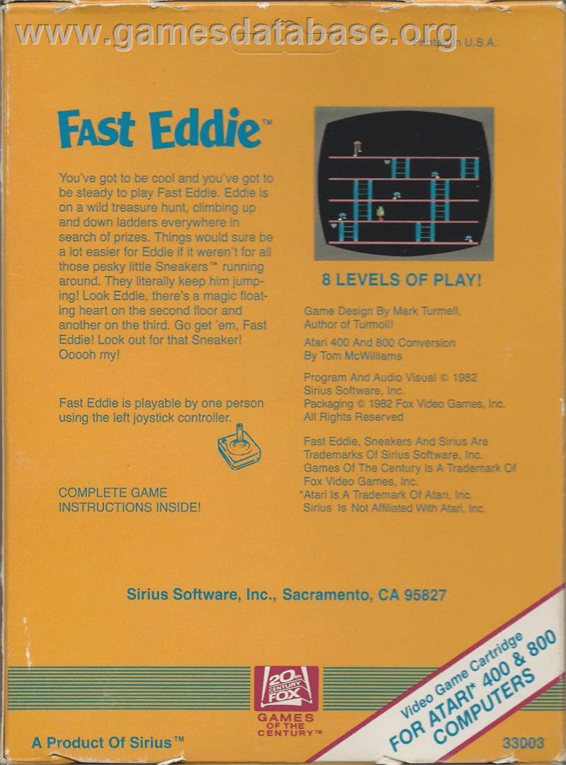 Fast Eddie - Atari 8-bit - Artwork - Box Back