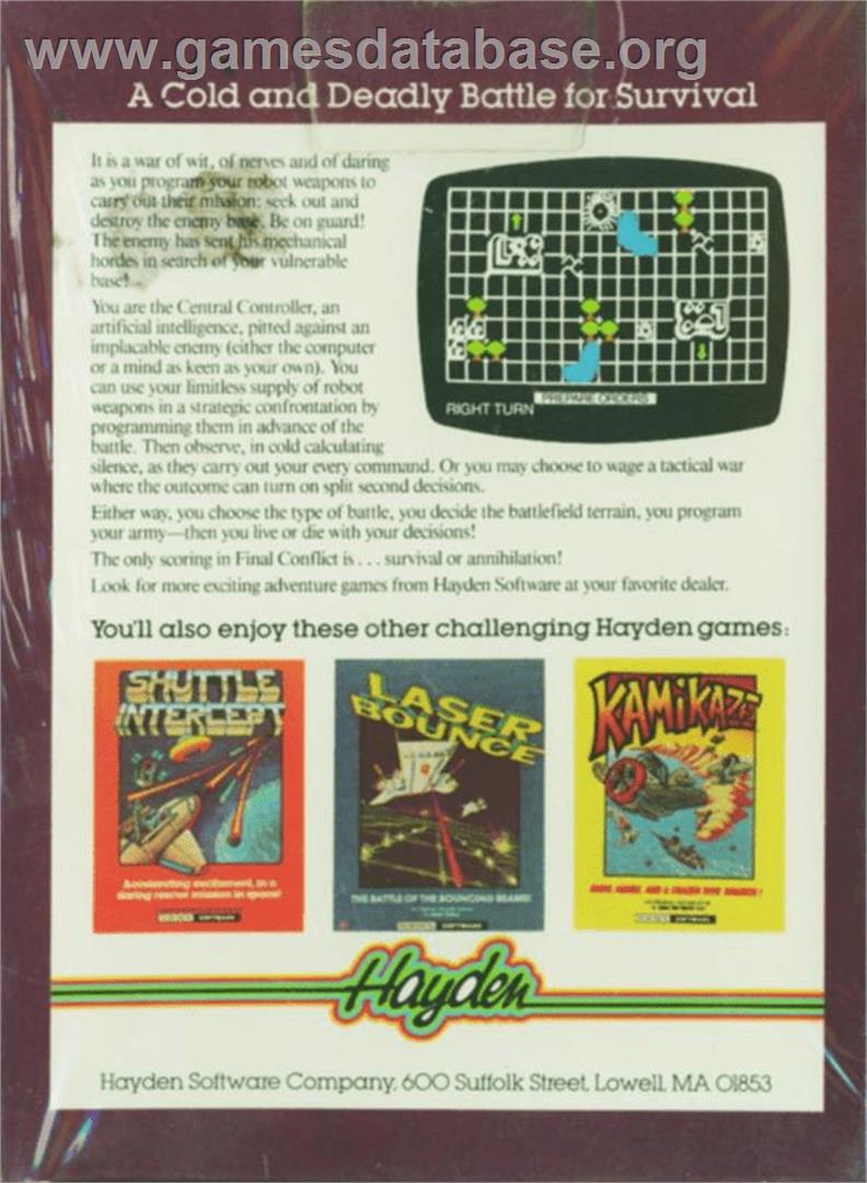 Final Conflict - Atari 8-bit - Artwork - Box Back
